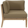 thumbnail image 5 of Lounge Sofa Corner Chair, Brown Natural, Teak Wood, Outdoor Patio Balcony Cafe Bistro Garden Hospitality Restaurant, Modern Contemporary HB34223, 5 of 7