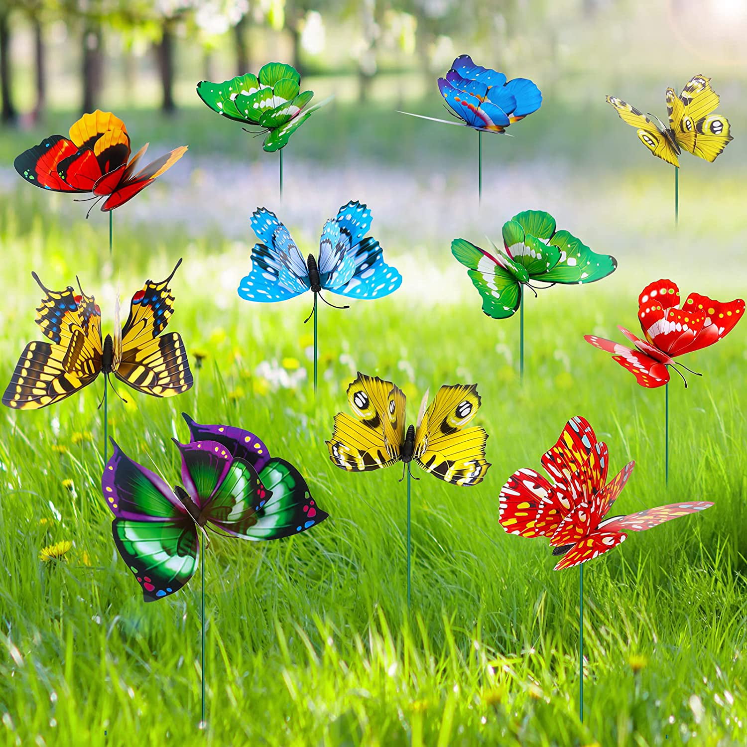 20 Pcs 4.7",Clip On Dual Wing Butterfly,Garden Plant Tree Ornament,Wedding decor 