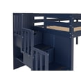 thumbnail image 6 of Bedz King Contemporary Low Loft Twin Bed with 3 Step-Stairway, Blue with Pink & White Tent, 6 of 9