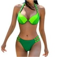 thumbnail image 2 of Elainilye Fashion Swimwear for Women Sexy Bikini Two-Piece Swimsuit Print Swimwear Beachwear Bathing Suits,Green, 2 of 7