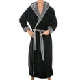 thumbnail image 1 of MAWCLOS Men Dressing Gown Long Sleeve Wrap Robe Hooded Bath Robes Mens Warm Towelling Lounge Nightwear Black Gray 4XL, 1 of 3