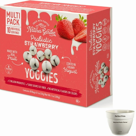 Nature's Garden, Probiotic Strawberry Yoggies, Gluten- Free, Non-GMO, Soft Chew, Fruit Snacks, 0.7 oz, 10 Count (2 pack)