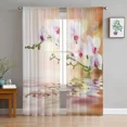 thumbnail image 2 of Water Orchid Flower Plant Chiffon Sheer Curtains for Living Room Bedroom Home ration Window Voiles Tulle Drapes Curtain, 2 of 7