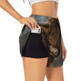 thumbnail image 2 of Disketp Yak Print Women's Shorts Workout Shorts for Athletic Gym Running Shorts with Phone Pockets, 2 of 8