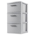 thumbnail image 3 of Sterilite 3 Drawer Storage Tower, Plastic Weave Medium Home Organizer, Cement, 2 Pack, 3 of 8