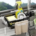 thumbnail image 7 of FEOYA Sink Faucet Organizer Sink Caddy Sponge Holder Kitchen Faucet Drain Rack with Drain Tray Hook Rod Drainer Basket for Bathroom Soap Scrubbers 0.7-1.10 Inch Round Tube Hanging, 7 of 7