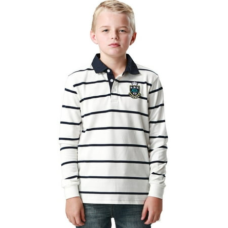 Leo&Lily Little Boys' Casual Dressing Yarns Dyed Striped Rugby Polo Shirt