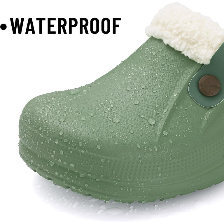 KAQ Classic Fur Lined Clogs Waterproof Winter Fuzzy Slippers for