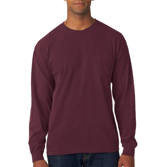 6.1 Oz. Long-Sleeve Pocket T-Shirt , C4410 , BERRY , Medium