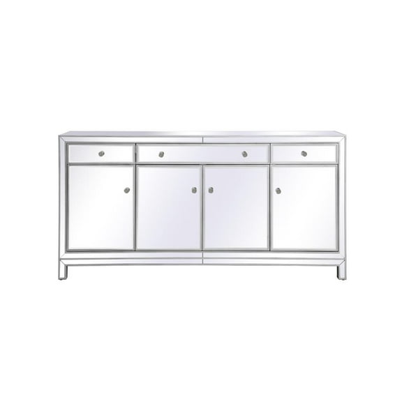 Reflexion 72 in. mirrored credenza in antique silver