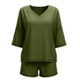 thumbnail image 6 of Guluxicc 2 Piece Sets for Women Basic T Shirts and Shorts with Pockets Breathable Sweat Absorbing Solid Color Summer Casual Loungewear, 6 of 6