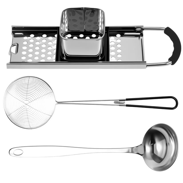 Wekvgz Noodle Press Stainless Steel Noodle Dumpling Maker Portable Spaetzle Maker Practical Noodle Maker Press Noodle Pasta Maker with Strainer Spoon Soup Ladle for Pasta Potatoes