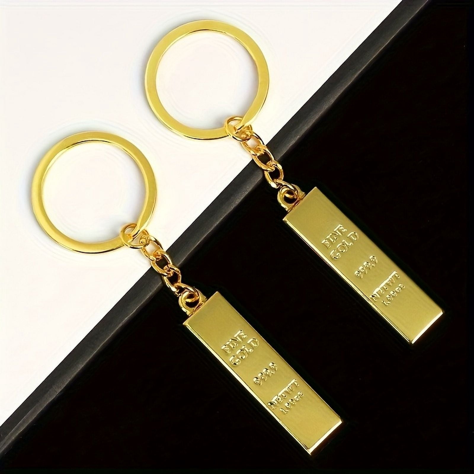 1 simulation gold bars key chain, zinc alloy gold key ring, unpreceded metal BRIDS pendant, fashion style, suitable for backpack accessories, suitable for Christmas, gift for boys, gifts for boys,1
