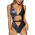 thumbnail image 1 of Gibobby Trajes de Baño para Mujer Traje de baño ahuecado Traje de baño estampado Traje de baño de una pieza Sexy Tie-dye para mujer Conjunto de tankinis(Negro,CH), 1 of 5