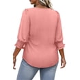 thumbnail image 4 of WellSize 3/4 Sleeve Womens Plus Size Tops Dressy Square Neck Casual Blouses Smocked Cuffs Summer Shirts, 4 of 7