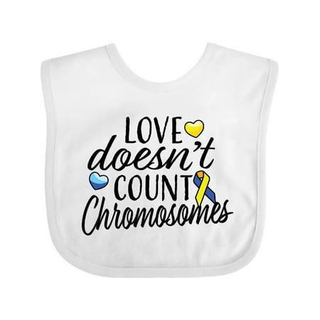 

Inktastic Love Doesnt Count Chromosomes with Yellow and Blue Ribbon Gift Baby Boy or Baby Girl Bib