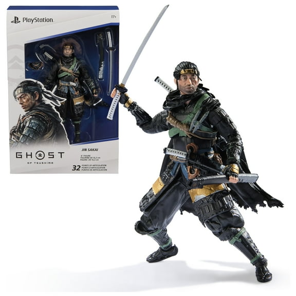 PlayStation, Ghost of Tsushima, 6” Jin Sakai Samurai Action Figure & 2 Accessories, 17 