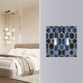 thumbnail image 4 of Yayeee Toggle Light Switch Wall Plate 2-Gang 4.56"x4.48" Decorative Outlet Cover, Blue Hexagon Pattern, 4 of 7