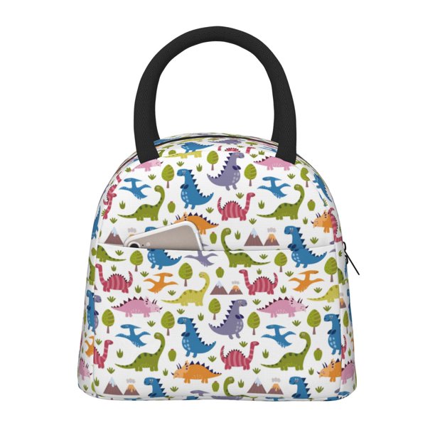 Easygdp Cute Dinosaur Bolsa de Almuerzo Insulada Grande, Forro de Aluminio, Diseño Espacioso, a Prueba de Fugas, Ideal para Trabajo, Picnics, Viajes y Actividades al Aire Libre
