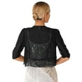 thumbnail image 2 of Miutii Women Shrugs Sheer Cardigan Casual Short Sleeve Open Front Cropped Bolero Summer Cardigans Black L, 2 of 5