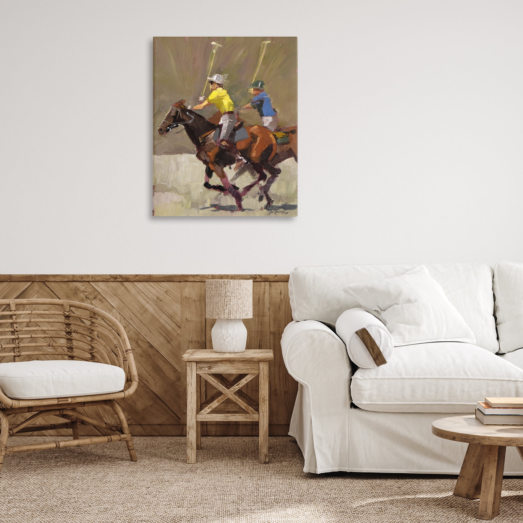 Stupell Industries Polo Player Athletes Sports Painting Wrapped Canvas Art Print Wall Art, 30 x 40