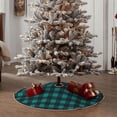 thumbnail image 4 of Daiia Teal On Black Plaid Drawing Merry Christmas Tree Skirt , Xmas Large Lace-up Tree Skirt, Santa Snowflakes Rustic Home Decorations New Year Party Farmhouse Decor-30", 4 of 6
