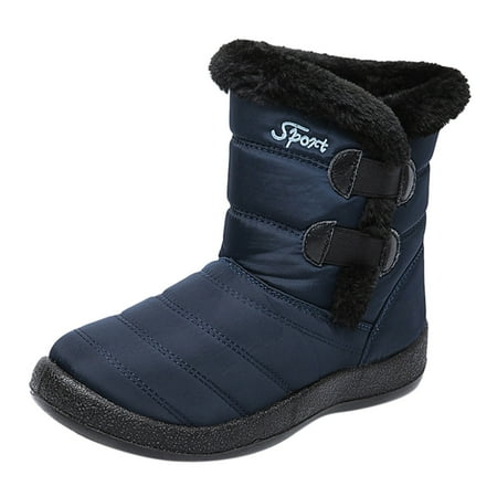 

Women Winter Solid Color Keep Warm Ankle Boots Plus Velvet Boot Flat Snow Boots