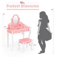 thumbnail image 4 of Kids Vanity Princess Makeup Dressing Table Stool Set with Mirror and Drawer-Pink, 4 of 5