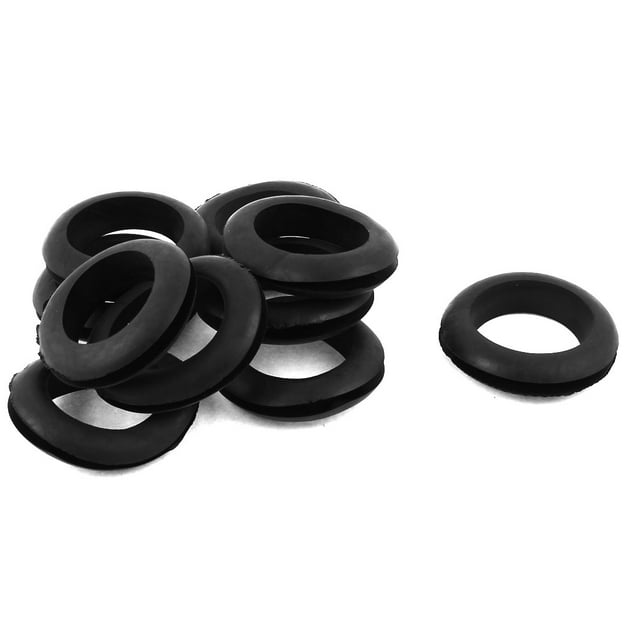 10 Piezas de Grommet de Cable de Anillo Abierto de 35 mm de Caucho Negro de Doble Cara