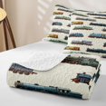 thumbnail image 4 of Castle Fairy Watercolor Train Set Quilt King for Boys,Retro Engine Print King Coverlet Set for Bedroom,Blue Brown, 4 of 7