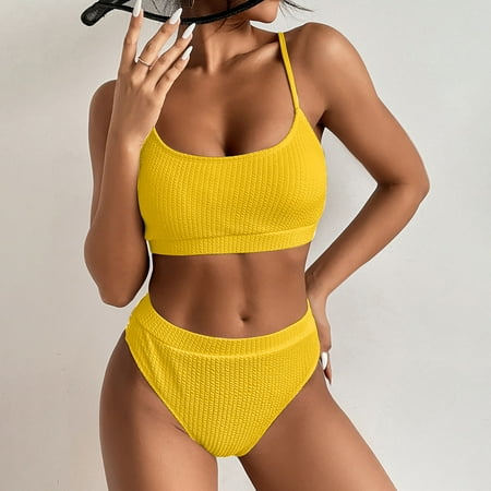POROPL Swim Suits for Women Bikini High Waisted Halter Top Swim Padded Lace Swim Size S-XL