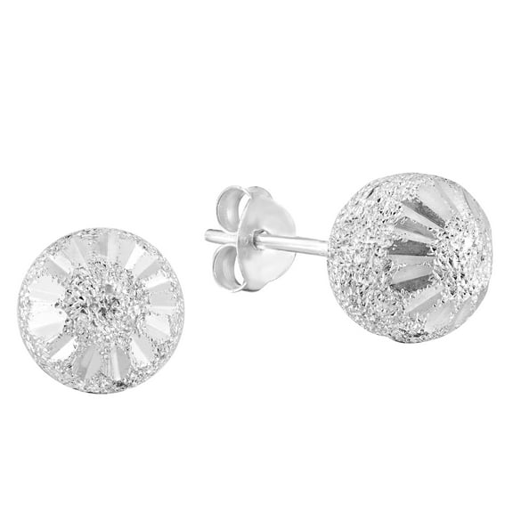 AeraVida Shimmering Stardust 8mm Ball Sterling Silver Stud Earrings