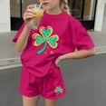 thumbnail image 5 of NAISIBABY Girls St Patrick's Day Outfit Set, Graphic Short Sleeve T-Shirt and Shorts 2-Piece Casual Fashion Festival Clothes Hot Pink 6T, 5 of 6