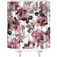 thumbnail image 3 of Burgundy Floral Shower Curtain Watercolor Flower Blooms Rustic Spring Rose Botanical Vintage Woman Fabric Home Bathroom Decor Set with Hooks（70" Wx84 H）, 3 of 3