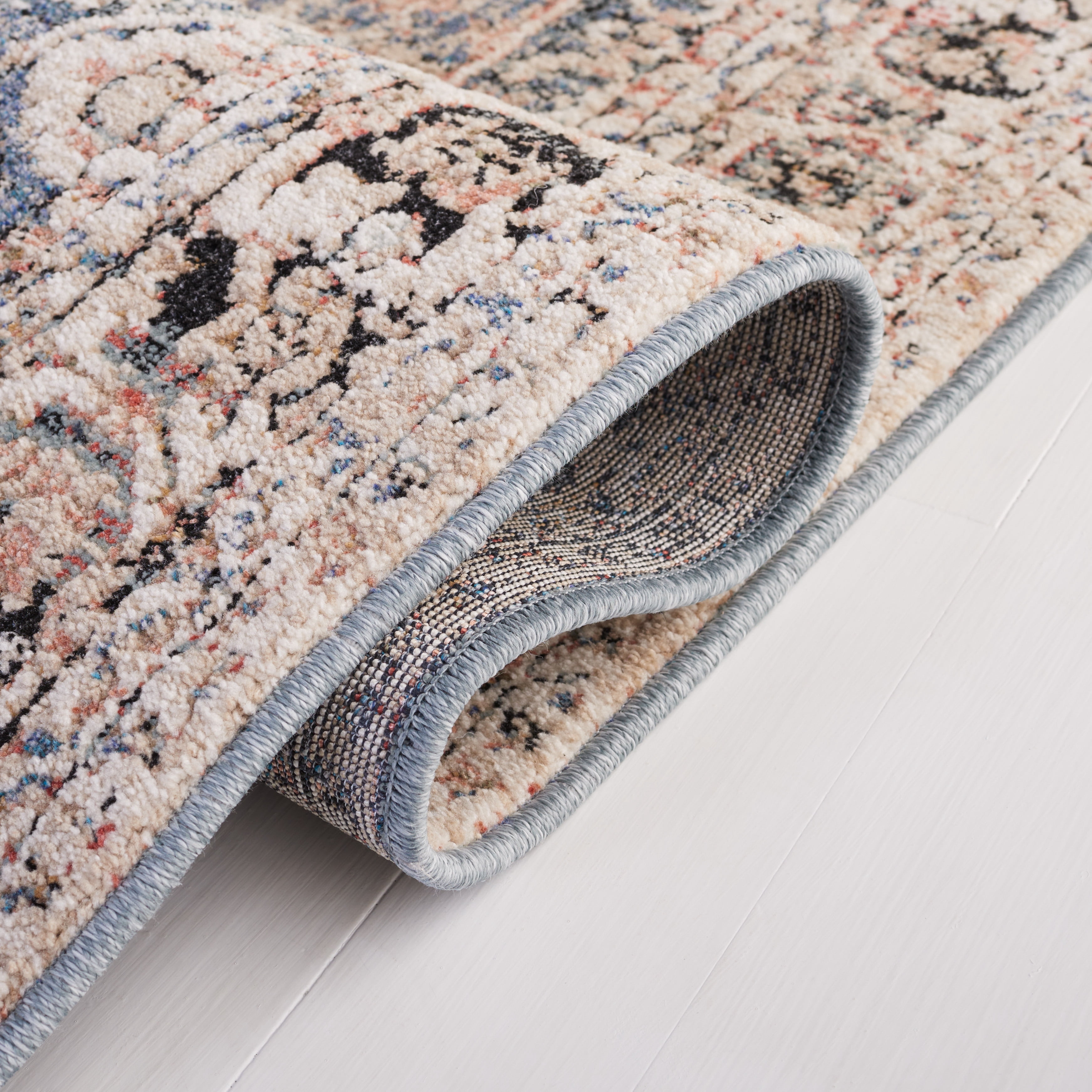 SAFAVIEH Vivaldi Zoolander Medallion Area Rug, Blue/Rust, 6'7" x 6'7" Square