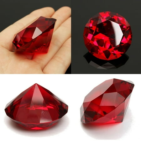 - 40mm Red Crystal Diamond Shaped Paperweight Glass Wedding Ornament Gift Decor