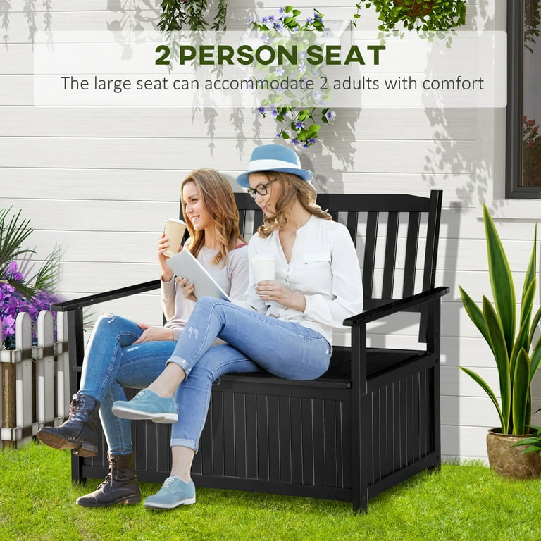 Black outdoor storage online bench