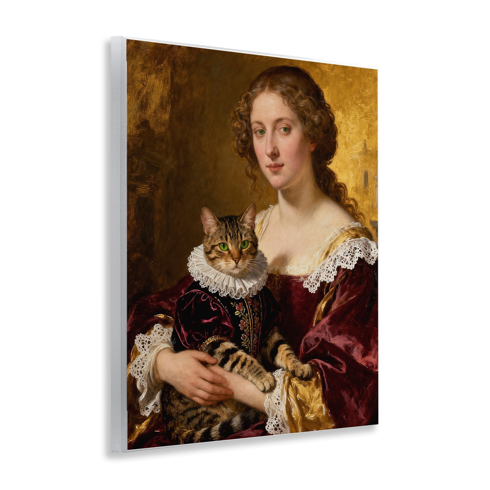 Stupell Industries Renaissance Lady with Regal Cat Wall Plaque Art, design by CAD Designs