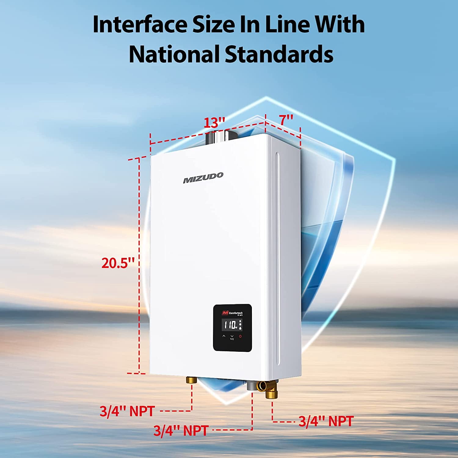 Mizudo Natural Gas Tankless Water Heater 80,000 BTU, 12L up to 3.6 GPM Instant Hot Water Heater NG, Indoor Installation, CSA Certified, White