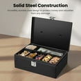 thumbnail image 5 of Cash Box with Money Tray and Lock - Metal Money Box for Cash Storage with Secure Latch Lock & Key - Black Petty Cash Box with 7 Compartment Money Tray for Small Businesses, 11x7.7x3.5 Inches, 5 of 7