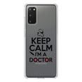 thumbnail image 1 of DistinctInk Clear Shockproof Hybrid Case for Galaxy S20 / S20 5G (6.2" Screen) - TPU Bumper Acrylic Back Tempered Glass Screen Protector - Keep Calm I'm A Doctor, 1 of 2