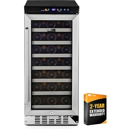 Whynter BWR-33SD 33 Bottle Built-In Wine Refrigerator Bundle with 2 YR CPS Enhanced Protection Pack