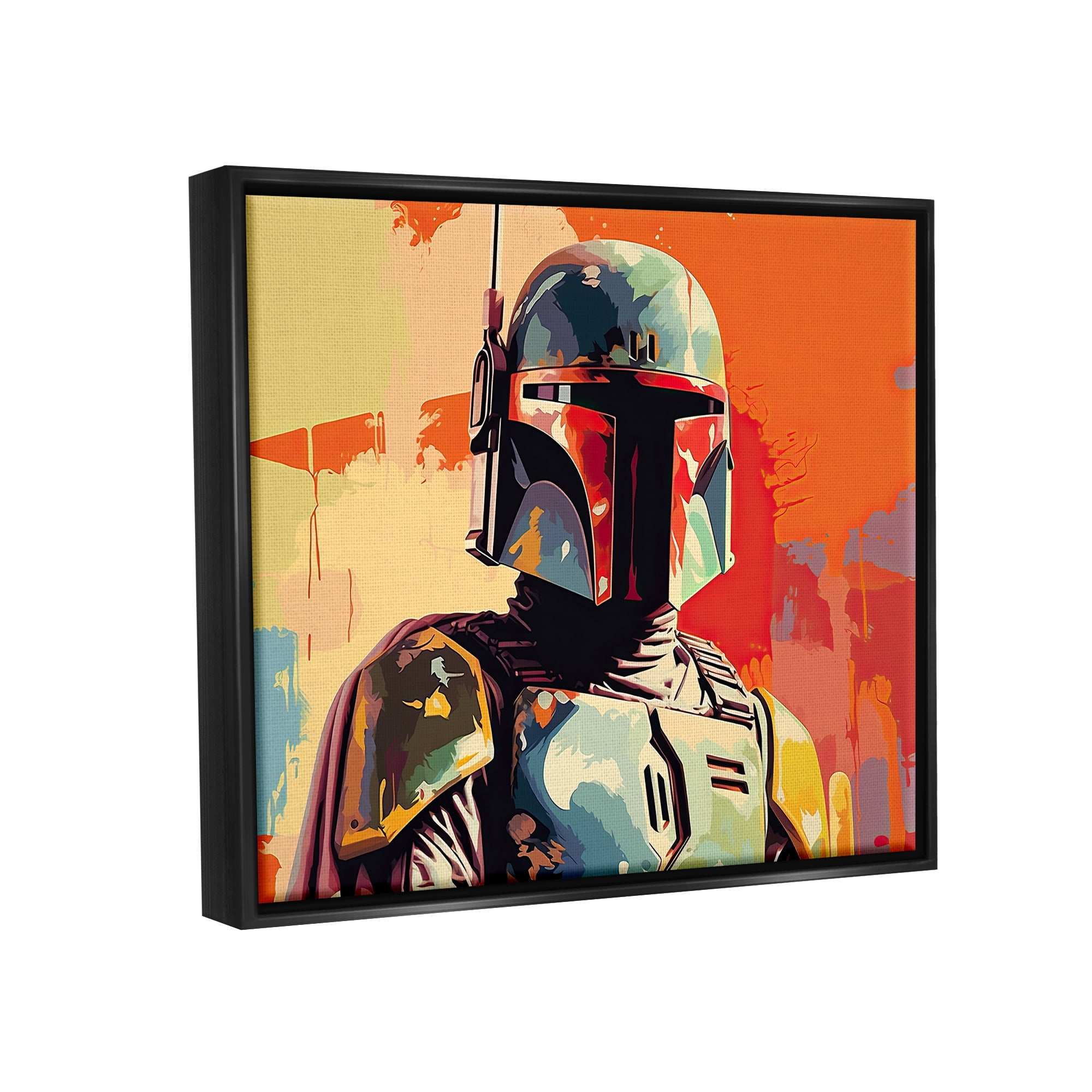 Stupell Industries Pop Culture Sci-Fi Man Fairy Tales & Fantasy Painting Black Floater Framed Canvas Art Print Wall Art, 31 x 25