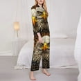 thumbnail image 3 of Gukieu Vintage Pattern Bald Eagle Print Women's Long Sleeve Pajama Set, Button Top Elastic Pocket Pajama Pants Two Piece Set Home Wear-Large, 3 of 7