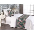 thumbnail image 2 of Asian Bed Runner Set, Branches of Cherry Blossoms Japan Cultural Sakura Flower Symbol of Hope, Decorative Bedding Scarf & a Pillow Sham for Hotels Homes, Twin, Dark Cadet Blue and Pink, by Ambesonne, 2 of 3