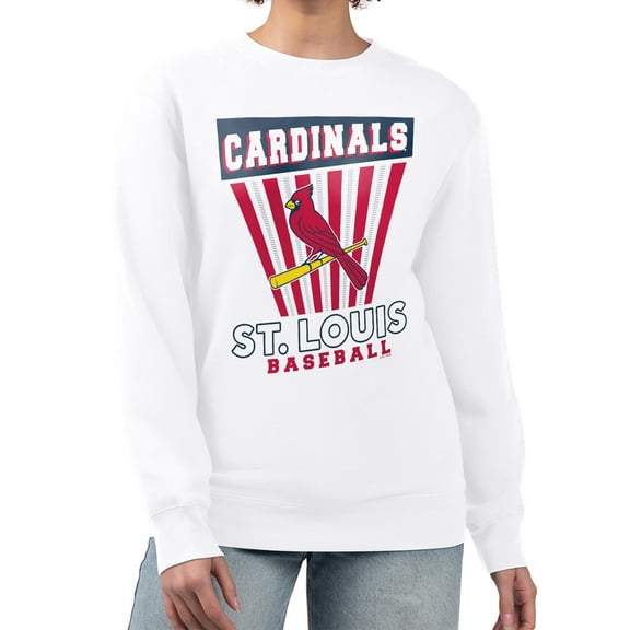 Women's Starter White St. Louis Cardinals Poster Print Team Fleece Pullover Sweatshirt