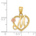 thumbnail image 2 of 14k Two Tone Gold Heart Dainty Letter M Initial Name Monogram Necklace Charm Pendant Love, 2 of 6