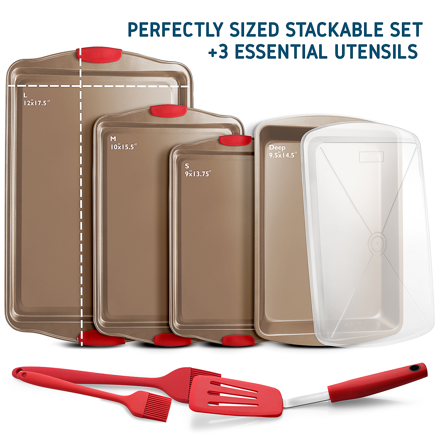 Joytable Cookie Sheet Set, Cookie Sheet Non-Stick Sets for Oven, Brown, 4 Pack