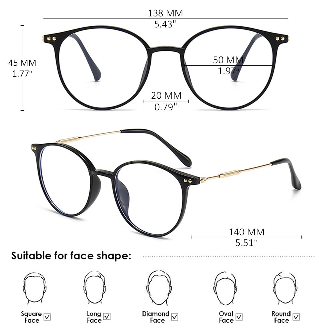 KOOSUFA Stylish Round Reading Glasses Blue Light Blocking +1.50 Women Men Eyeglasses Readers Eyewear Gradient Brown