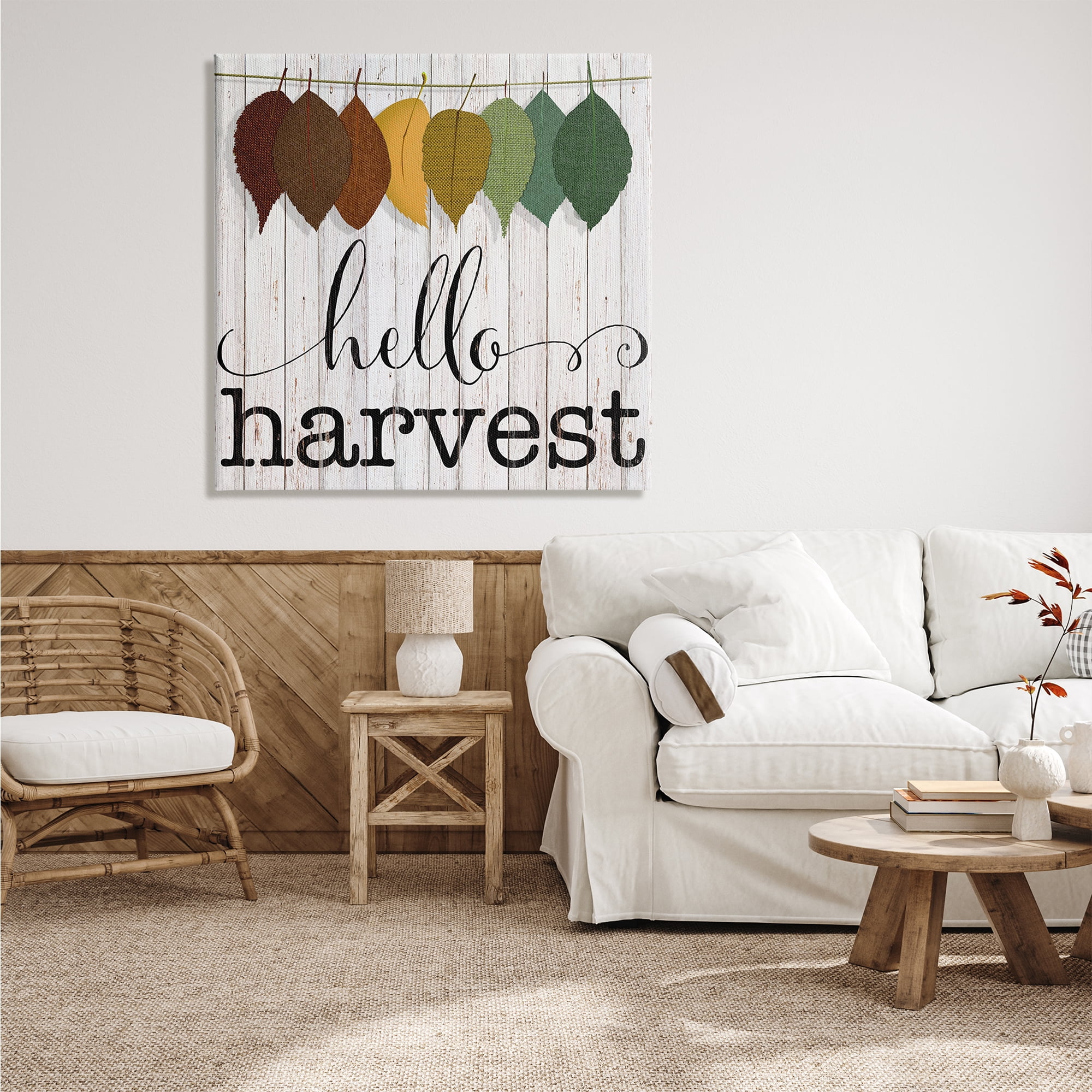 Stupell Indtries Hello Harvest Greeting Autumn Leaves Foliage Illtration,36 x 36,Design by CAD Designs